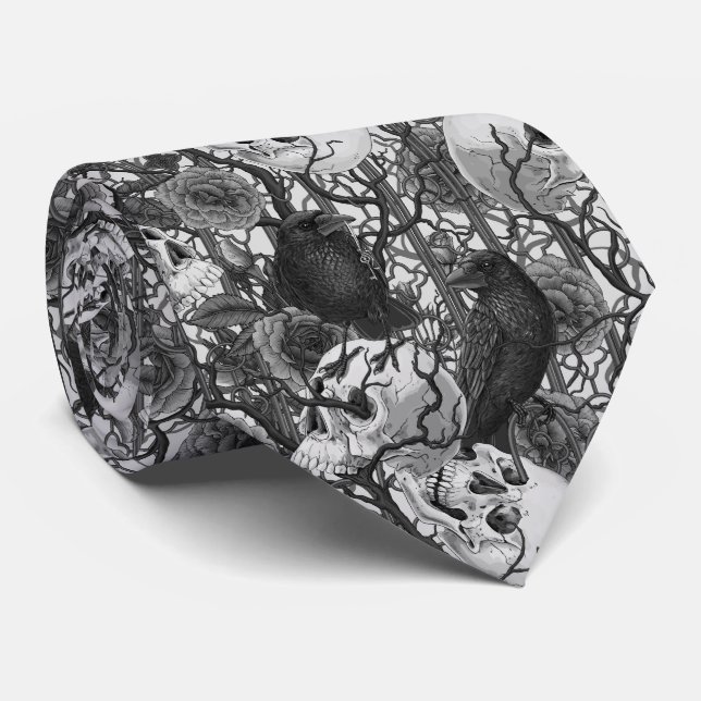 Gravata O segredo do Raven. Ilustração gótica escura e san (Rolled)