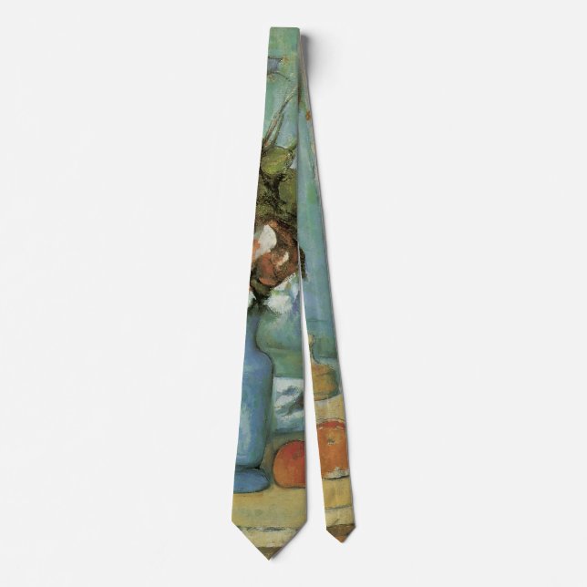 Gravata O Vaso Azul (Flores e Frutas) por Paul Cezanne (Frente)