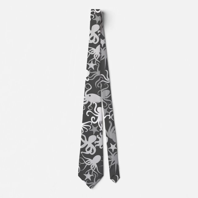 Gravata Octopus Pattern.b D Cinza BG (Frente)