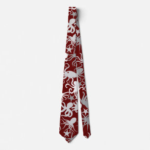 Gravata Octopus Pattern.b D Red BG