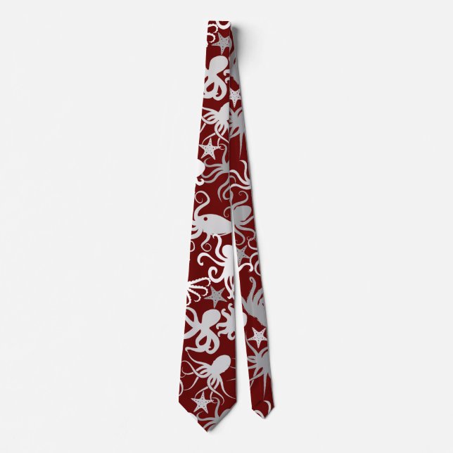 Gravata Octopus Pattern.b D Red BG (Frente)