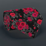 Gravata Oculto nas rosas<br><div class="desc">Rosa flores,  ratinhos e cobras pintados à mão em Ps e Illustrator,  padrão sem costura</div>