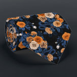 Gravata Oculto nas rosas, laranja e azul<br><div class="desc">Rosa flores,  ratinhos e cobras pintados à mão em Ps e Illustrator,  padrão sem costura</div>