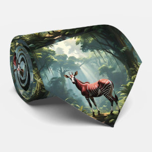 Gravata Okapi Na Floresta Tropical (Zebra Giraffe),