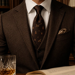 Gravata Old Money Whiskey Dog Gentleman's Club Herringbone