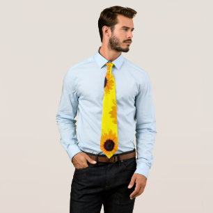 Gravata Óleo Amarelo Pintado Girassóis, Necktie