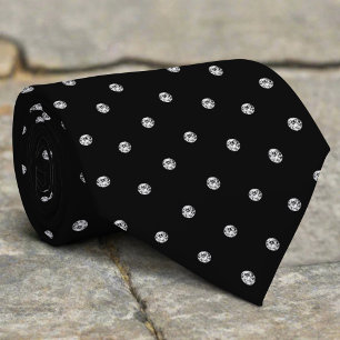 Gravata Olhar Diamante Brilhante Preto Branco