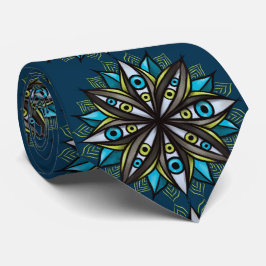 Gravata Olhos Estranhos Com Flor Íris Duplo Mandala