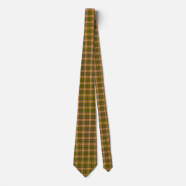 Gravata Olive Harvest Gold Plaid Tartan Retro Neck Tie