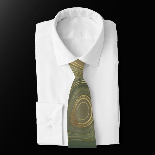 Gravata Olive Strata | Agato de tinta Dourada e verde (Criador carregado)