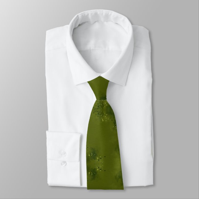 Gravata Olive Verde Ditsy Floral  (Amarrado)