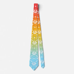 Gravata Ombre Colorido do Damasco Branco