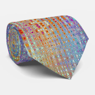 Gravata Ondas Abstratas Laranja e Branco de Boomerang Retr