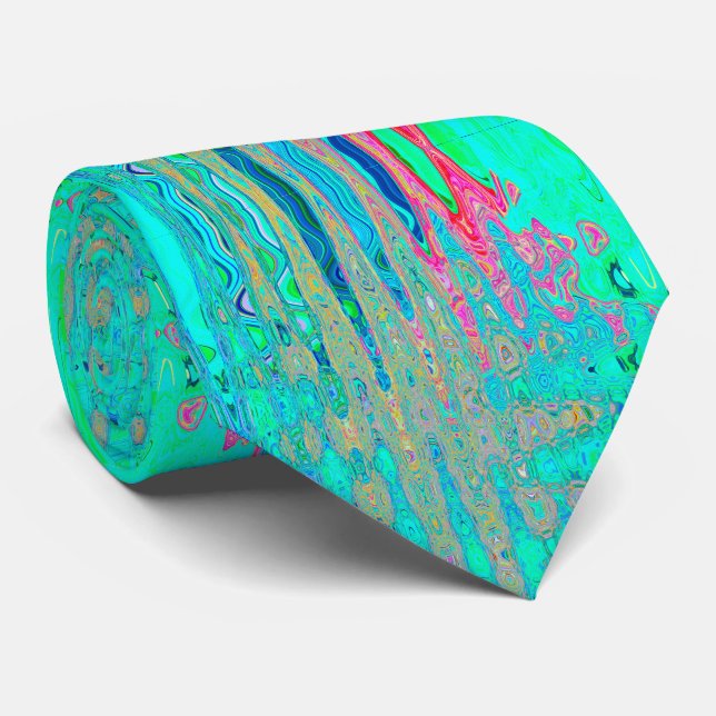 Gravata Ondas Atômicas Arco-Íris Abstratas Groovy Retro (Rolled)