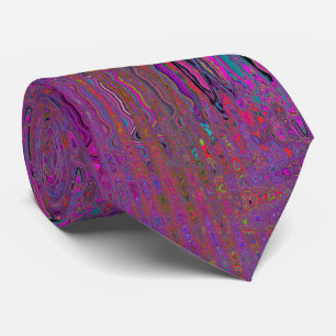 Gravata Ondas Atômicas Retro Magenta Groovy Psicodélicas