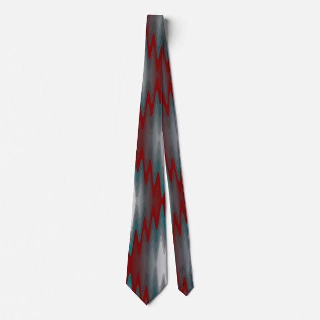 Gravata ondas de cinza teal burgundy (Frente)