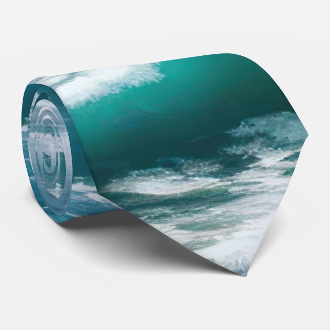 Gravata Ondas de Oceano Turquesa Colidindo (Rolled)