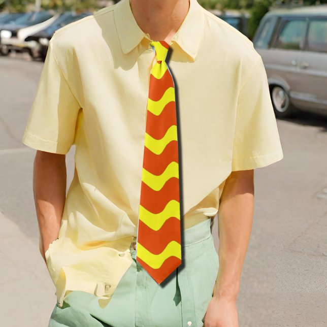 Gravata ondas retrorreflectoras neon amarelas e laranja (Criador carregado)