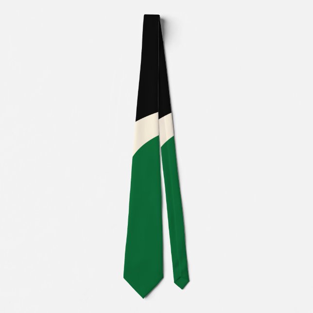 Gravata Ondas simples 3 em verde, creme e preto (Frente)