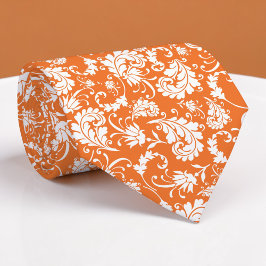 Gravata Orange Floral Pattern Custom Necktie