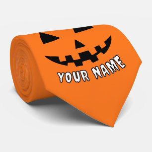 Gravata Orange Pumpkin Personalizado Halloween Seu Nome