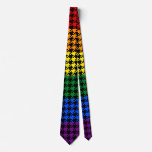 Gravata Orgulho de Houndstooth num Fundo Preto