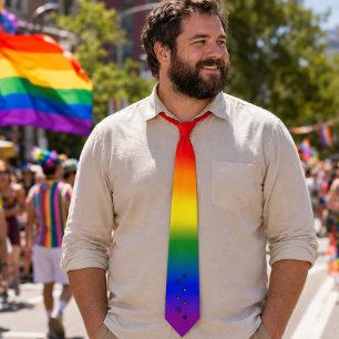 Gravata Orgulho Urso Gay - Bandeira Arco-íris com Estampa
