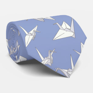 Gravata Origami Crane Bird Blue e White Japonês