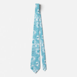 Gravata Orquídeas Brancas Tropicais de Aqua Hibiscus Flora