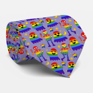 Gravata 🦇🌈 Ossos e Estrelas Arco-íris 