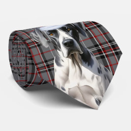 Gravata Ótimo Cachorro Vermelho e Xadrez de Cinza
