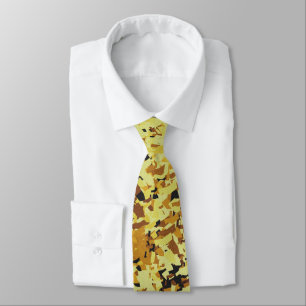 Gravata Ouro Amarelo Misturado com Design de Padrão Preto