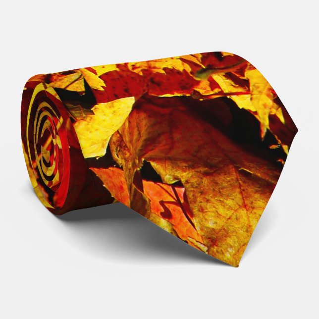 Gravata Ouro Brown Autumn Folhas (Rolled)