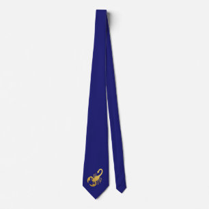 Gravata Ouro Elegante - Escorpião Azul Zodiac