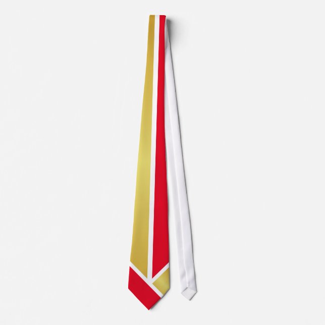 Gravata Ouro Falso Vermelho Branco (Frente)