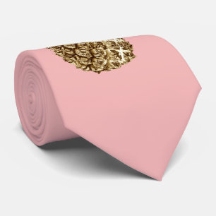 Gravata Ouro feminino bonito à moda & abacaxi do rosa