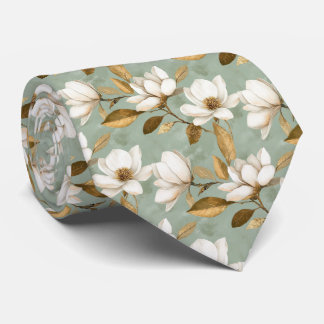 Gravata Ouro Magnolia Pescoço Floral