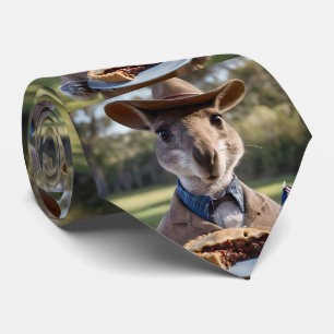 Gravata "Outback Delight: Um Canguru come carne Aussie