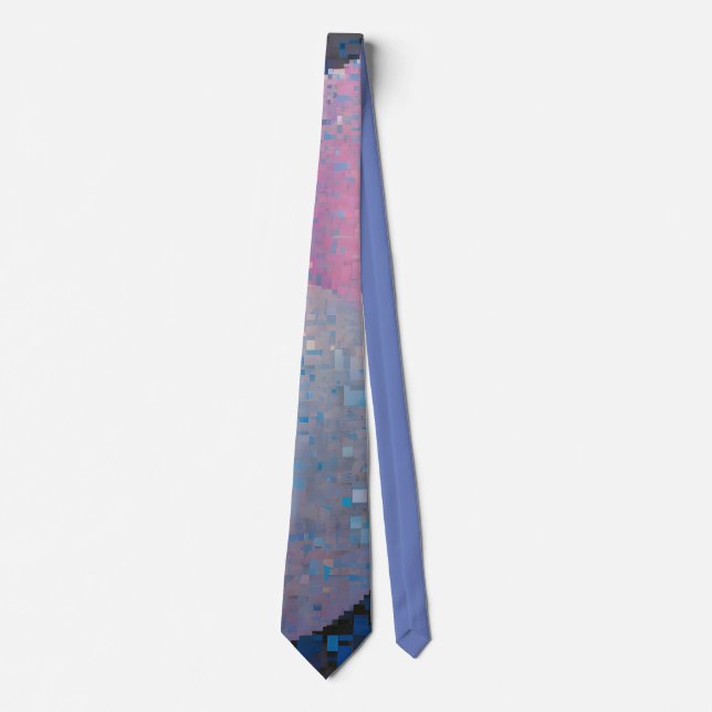 Gravata Ovalas opulentas: tons de azul e rosa em Abstrato (Frente)