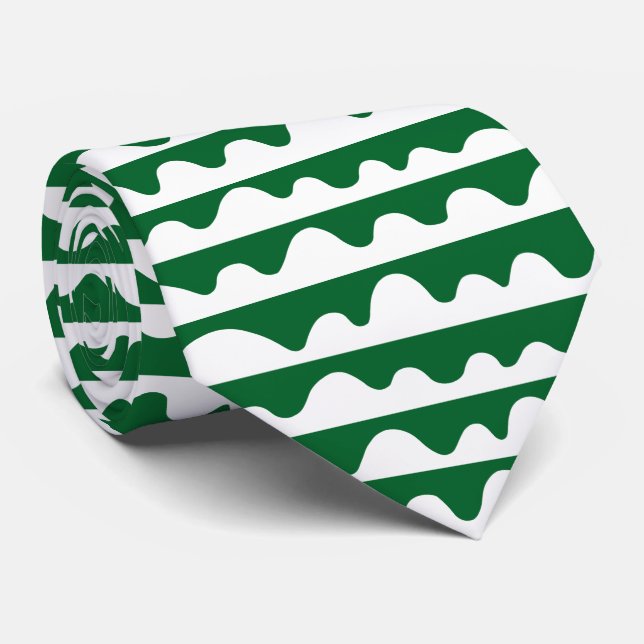 Gravata Padrão 020815 - Branco em Verde escuro 036128 (Rolled)