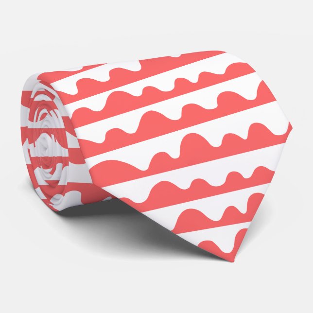 Gravata Padrão 020815 - Rosa tropical e branco (Rolled)