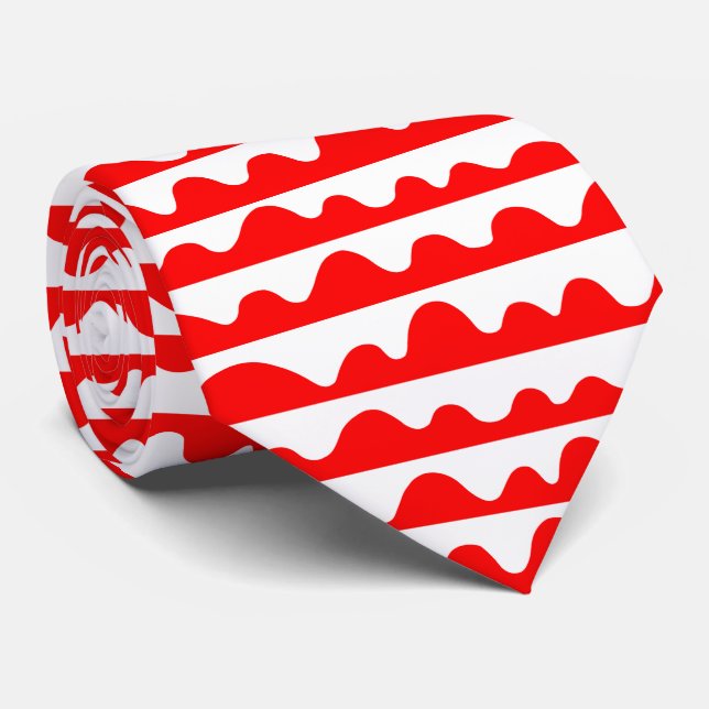 Gravata Padrão 020815 - Vermelho e Branco (Rolled)