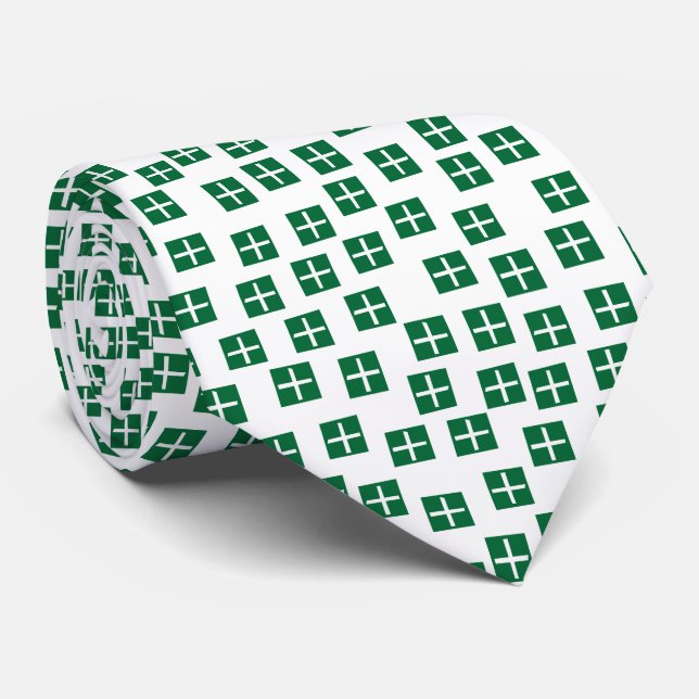 Gravata Padrão 270715 - Floresta Verde e Branco (Rolled)