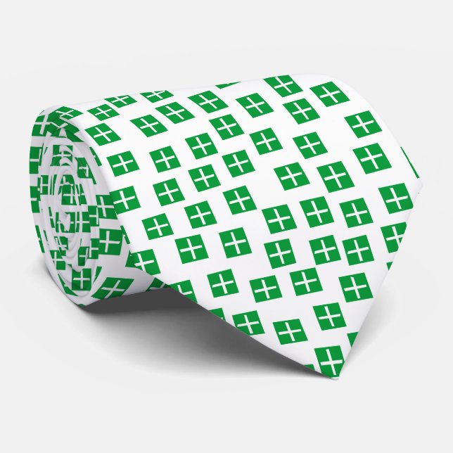 Gravata Padrão 270715 - Verde e branco (Rolled)