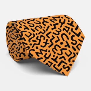 Gravata Padrão Abstrato 170822 - Preto sobre Laranja Claro