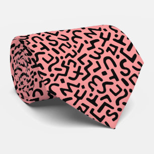 Gravata Padrão Abstrato 170822 - Preto sobre Rosa Suave