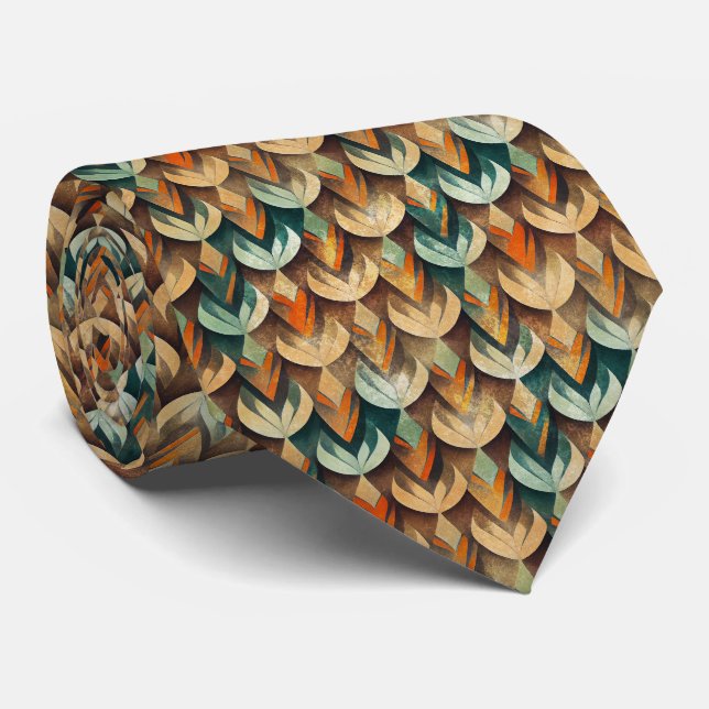 Gravata Padrão Abstrato Art Déco Luxo Dourado Verde Teal (Rolled)