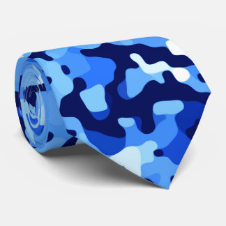 Gravata Padrão Abstrato Azul Camuflado