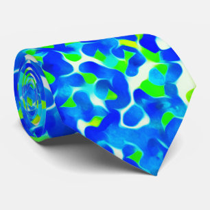 Gravata Padrão Abstrato Azul e Verde