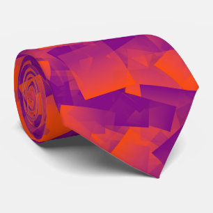 Gravata Padrão Abstrato Cubismo Laranja Roxo